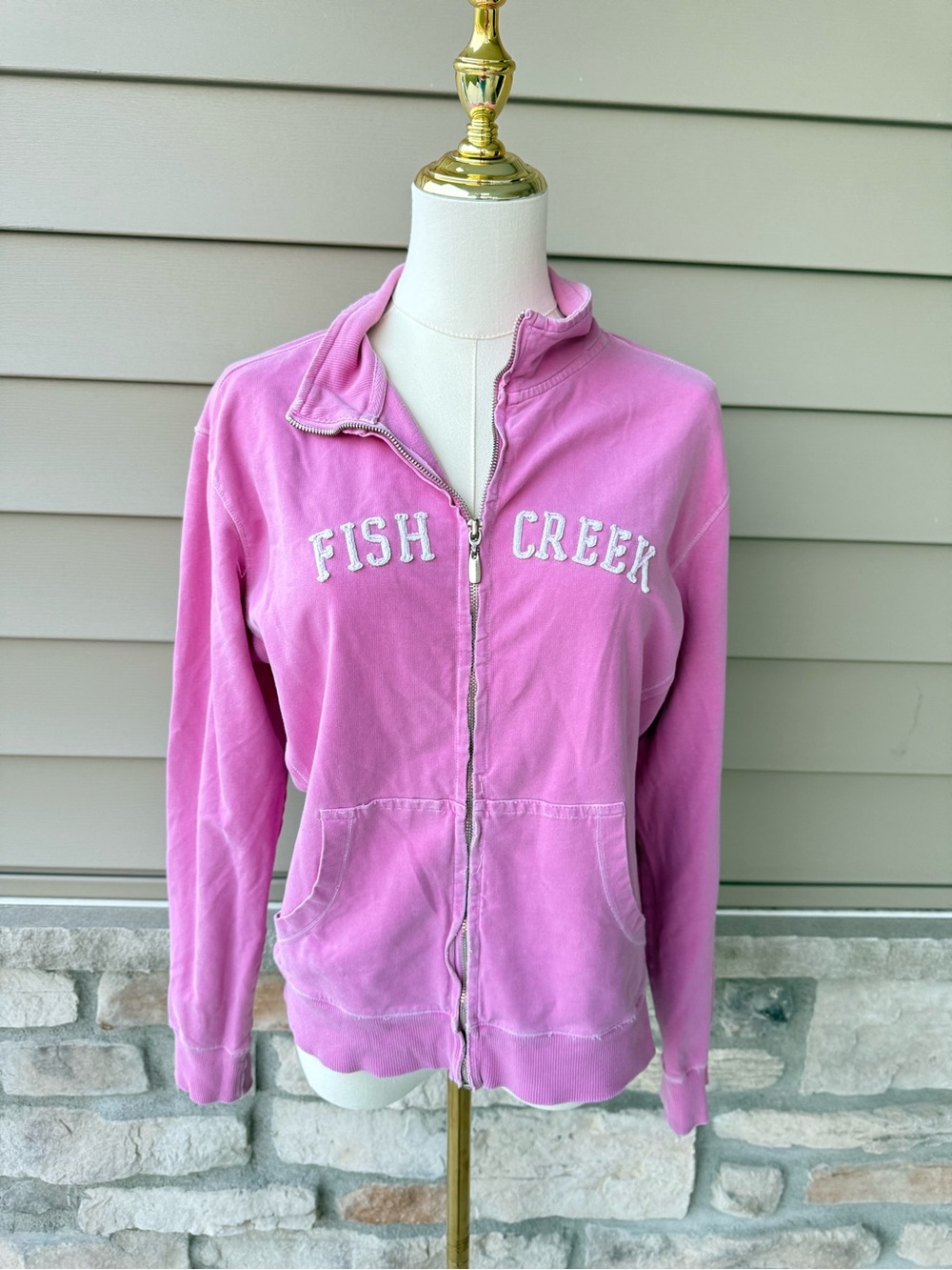 Pink 'Fish Creek' Zip-Up Sweatshirt